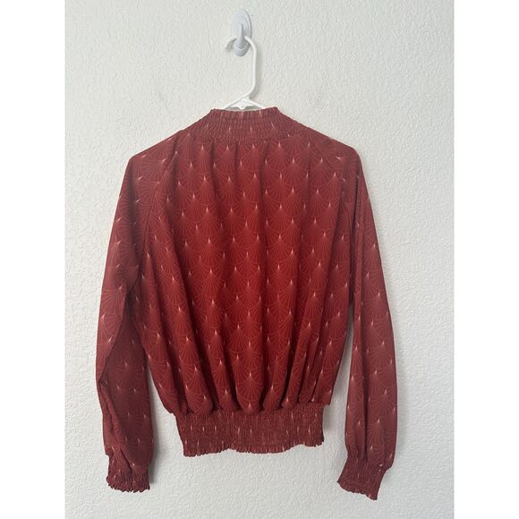 Bohme Art Deco Long SLeeve Top Rust/Brick Size Medium - Picture 4 of 7